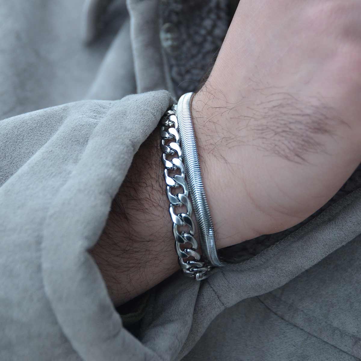 Gurmet Silver Bracelet 7MM Βραχιόλι από ανοξείδωτο ατσάλι 316L